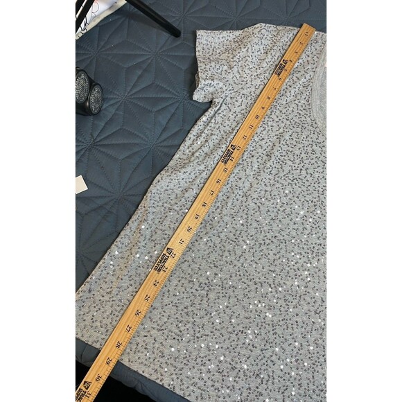 DENIM&SUPPLY RALPH LAUREN Silver SEQUIN T Shirt Women Size XL Holiday Metallic - Picture 8 of 10